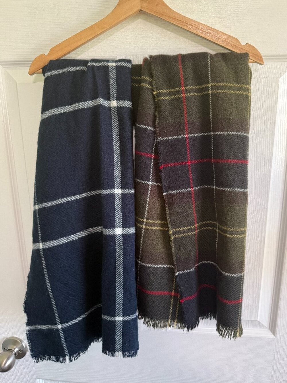 Banana Republic Plaid Blue and Green Scarfs lot of 2 - Wrap, Shawl, Fall, Cozy